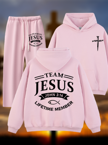 Jesus Team Jesus God Christian Plush Fleece-Lined Hoodie Set