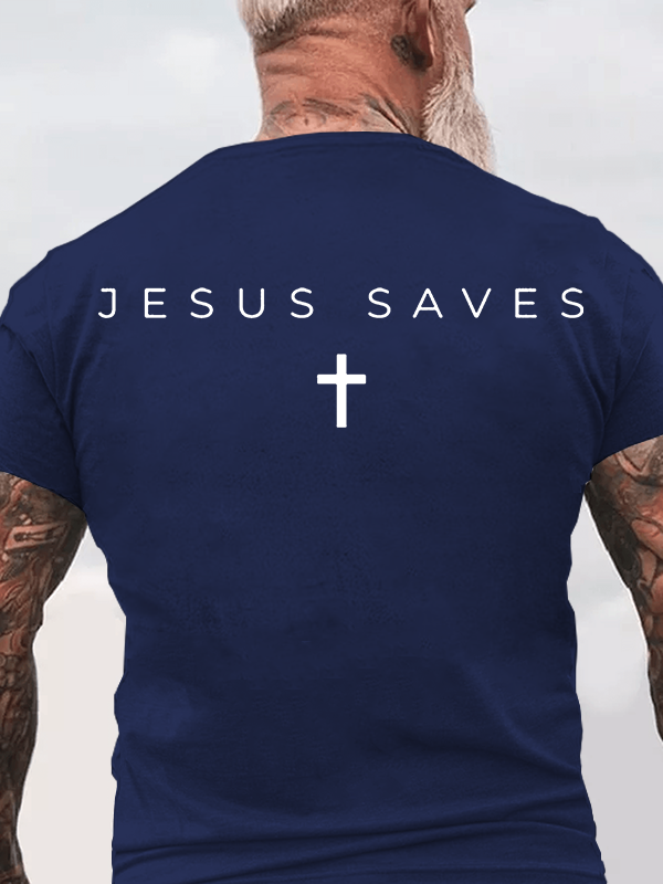 Jesus Saves Jesus God Christian Cotton T-Shirt