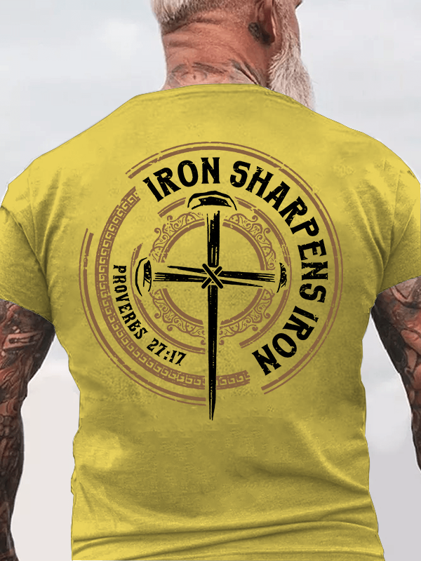 Iron Sharpens Iron - Proverbs 27:17 Jesus God Christian Cotton T-Shirt