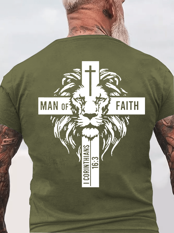 Man of Faith  Jesus God Christian Cotton T-Shirt