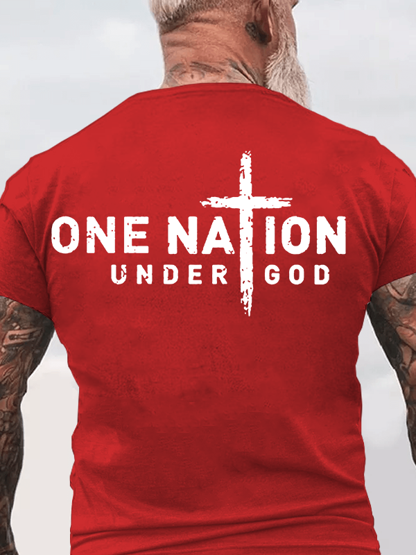 One Nation Under God Cross Jesus God Christian Cotton T-Shirt