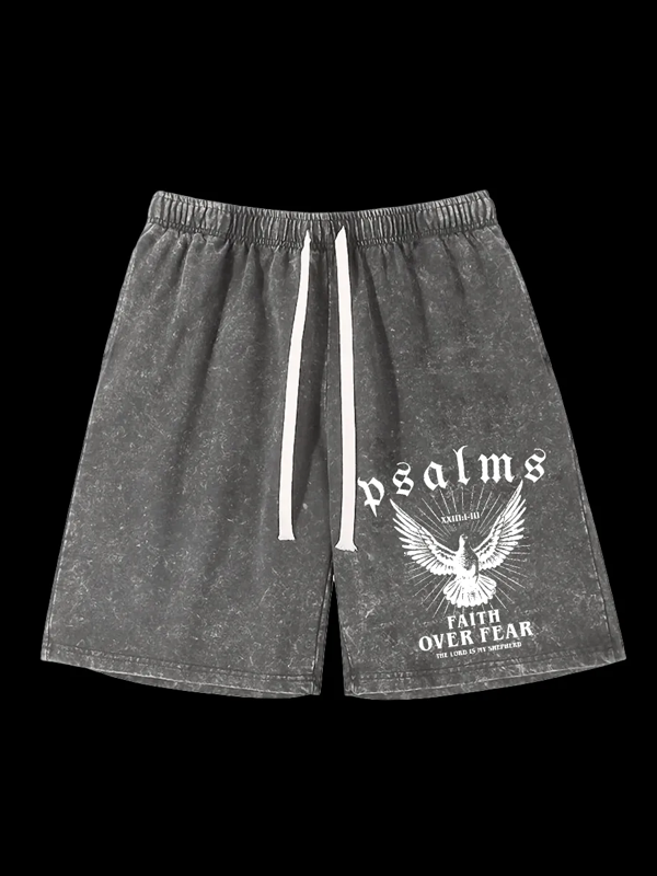 Faith Over Fear Jesus God Christian Washed Shorts
