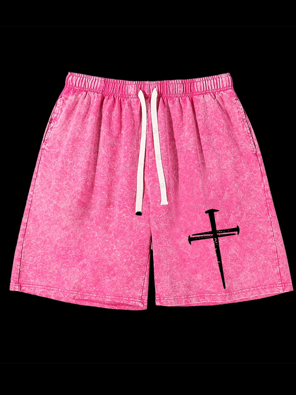 Iron Faith Jesus God Christian Washed Shorts