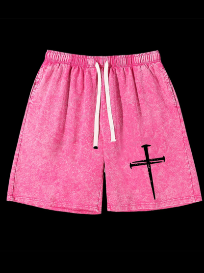 Iron Faith Jesus God Christian Washed Shorts
