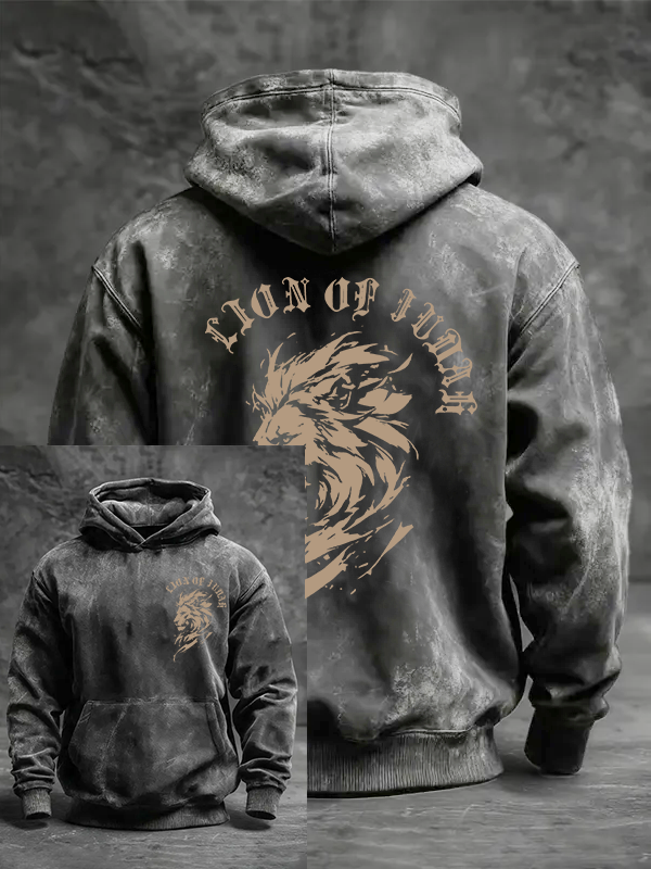 Lion Of Judah Jesus God Christian Washed Hoodie
