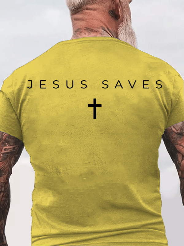 Jesus Saves Jesus God Christian Cotton T-Shirt