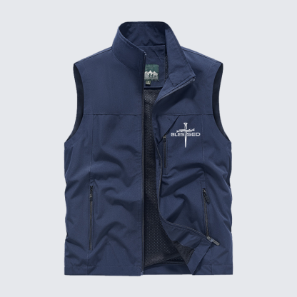 Cross Blessed Jesus God Christian Outdoor Quick-dry Vest