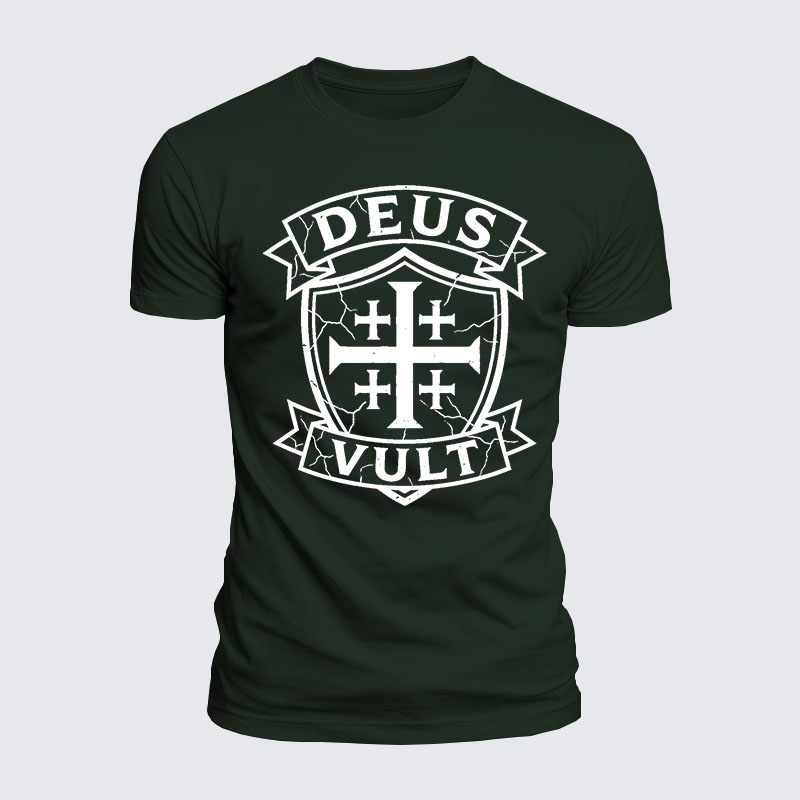 Deus Vult Jesus God Christian  – Luxe Mercerized Interlock Cotton Tee