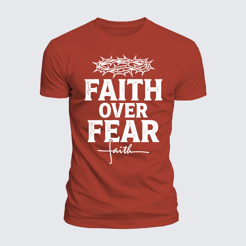 Faith Over Fear Jesus God Christian  – Luxe Mercerized Interlock Cotton Tee