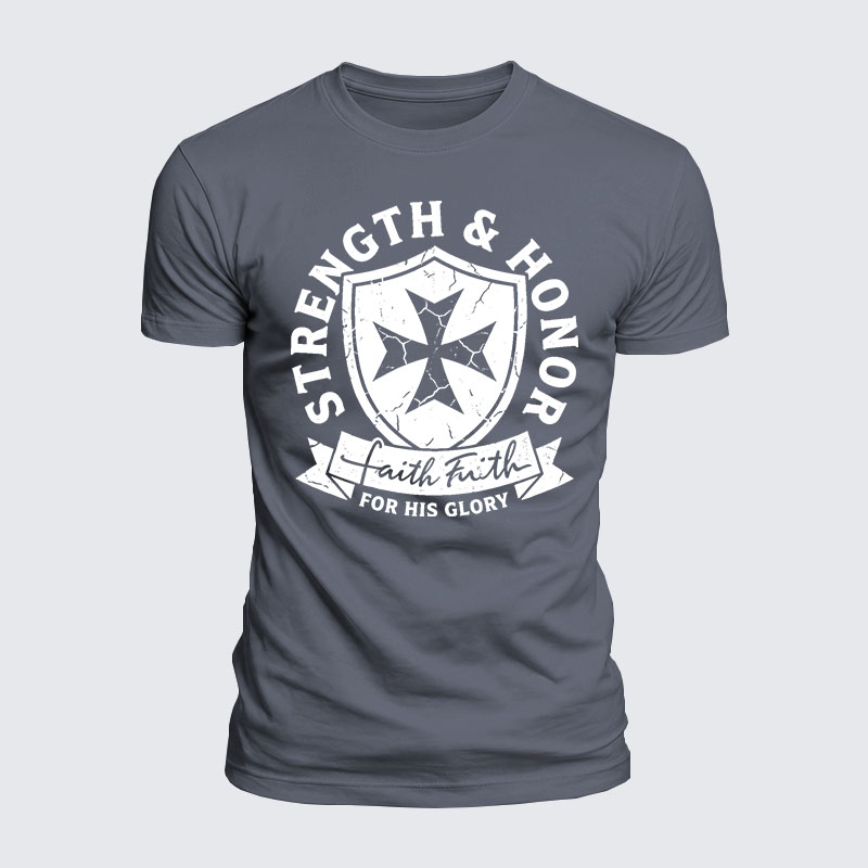 Strength&Honor For His Glory Jesus God Christian  – Luxe Mercerized Interlock Cotton Tee