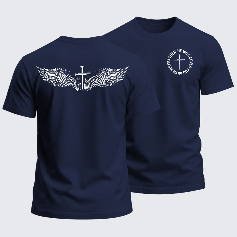 Heavyweight Cotton Tee -  He Will Cover You With His Feather