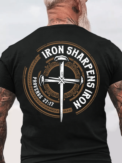 Iron Sharpens Iron - Proverbs 27:17 Jesus God Christian Cotton T-Shirt