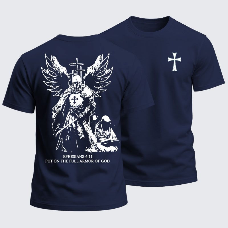 [Copy]Heavyweight Cotton Tee - Ephesians 6:11 Full Armor of God Knight