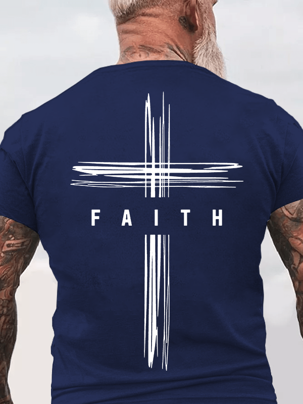 Faith Cross Jesus God Christian Cotton T-Shirt