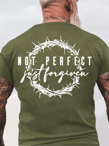 Not Perfect Just Forgiven Religious Jesus God Christian Cotton T-Shirt