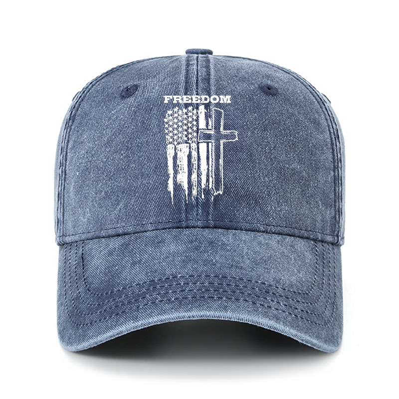 Heritage Washed Cap - Freedom Cross Vertical Flag