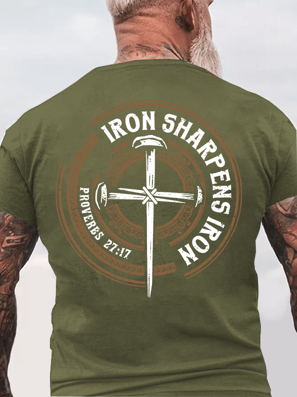 Iron Sharpens Iron - Proverbs 27:17 Jesus God Christian Cotton T-Shirt