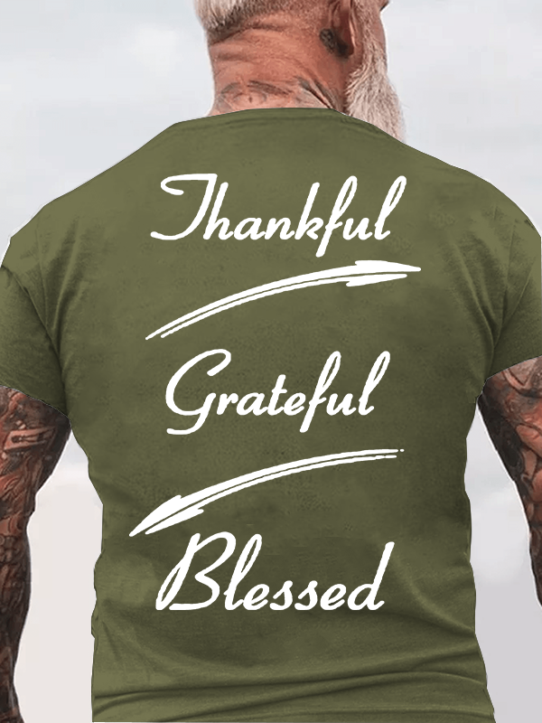 Thankful Grateful Blessed Jesus God Christian Cotton T-Shirt