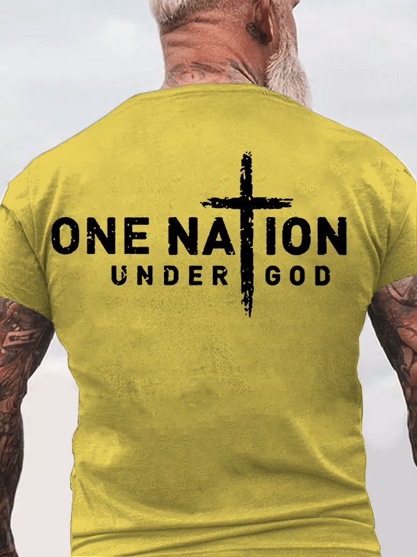 One Nation Under God Cross Jesus God Christian Cotton T-Shirt