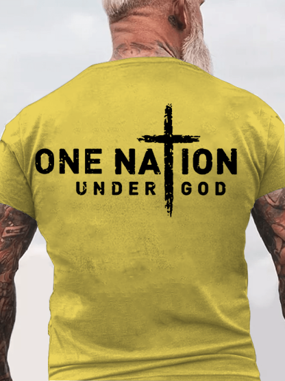 One Nation Under God Cross Jesus God Christian Cotton T-Shirt