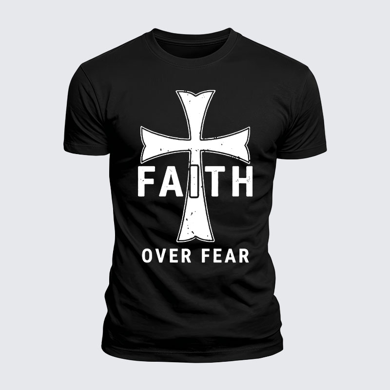 [Copy]Luxe Mercerized Cotton Tee - Faith Over Fear Knights Templar Crusader Cross