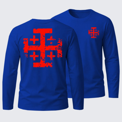 Knights Templar Jerusalem Cross Cotton Long Sleeve T-Shirt