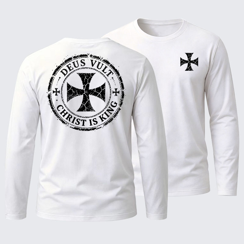 Deus Vult Christ Is King Cotton Long Sleeve T-Shirt