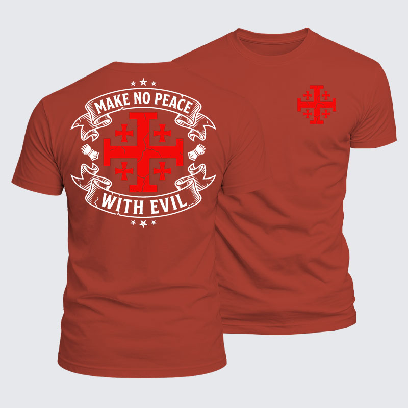 Luxe Mercerized Cotton Tee -  Make No Peace with Evil Knight Templar Jerusalem Cross