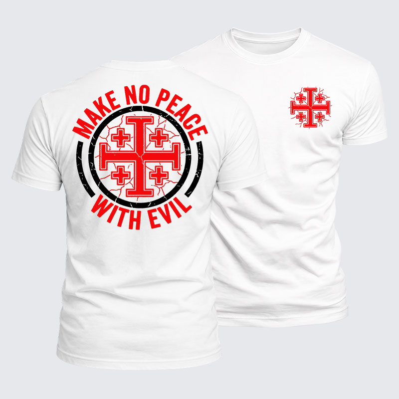 Luxe Mercerized Cotton Tee - Make No Peace with Evil Knight Templar Jerusalem Cross