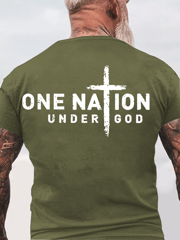 One Nation Under God Cross Jesus God Christian Cotton T-Shirt