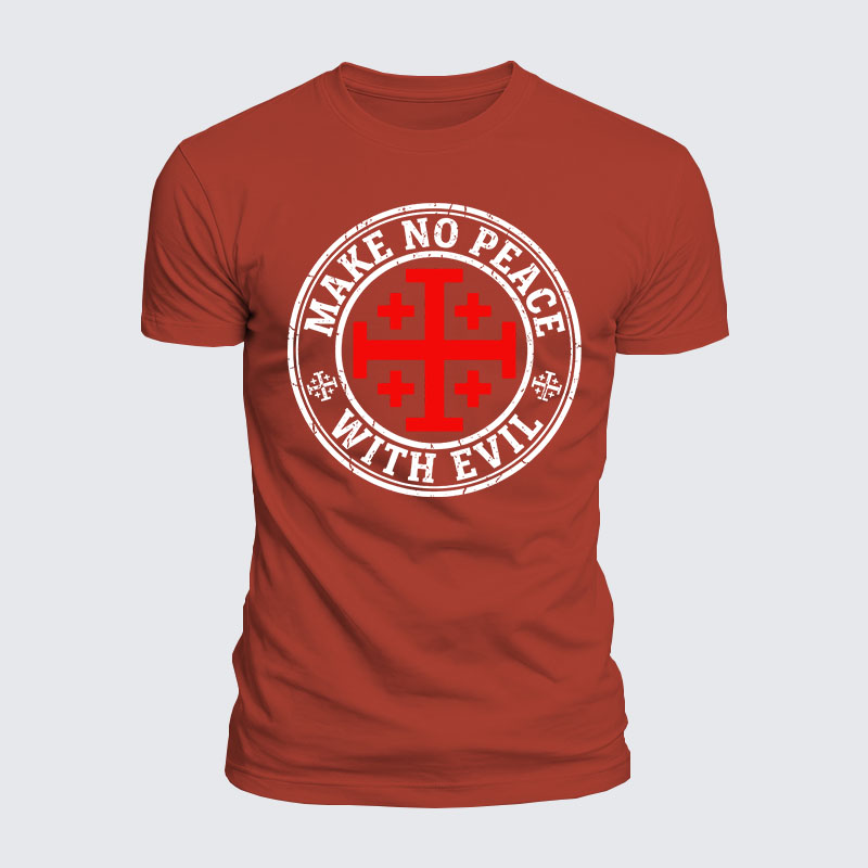 Luxe Mercerized Cotton Tee - Make No Peace with Evil Knight Templar Jerusalem Cross