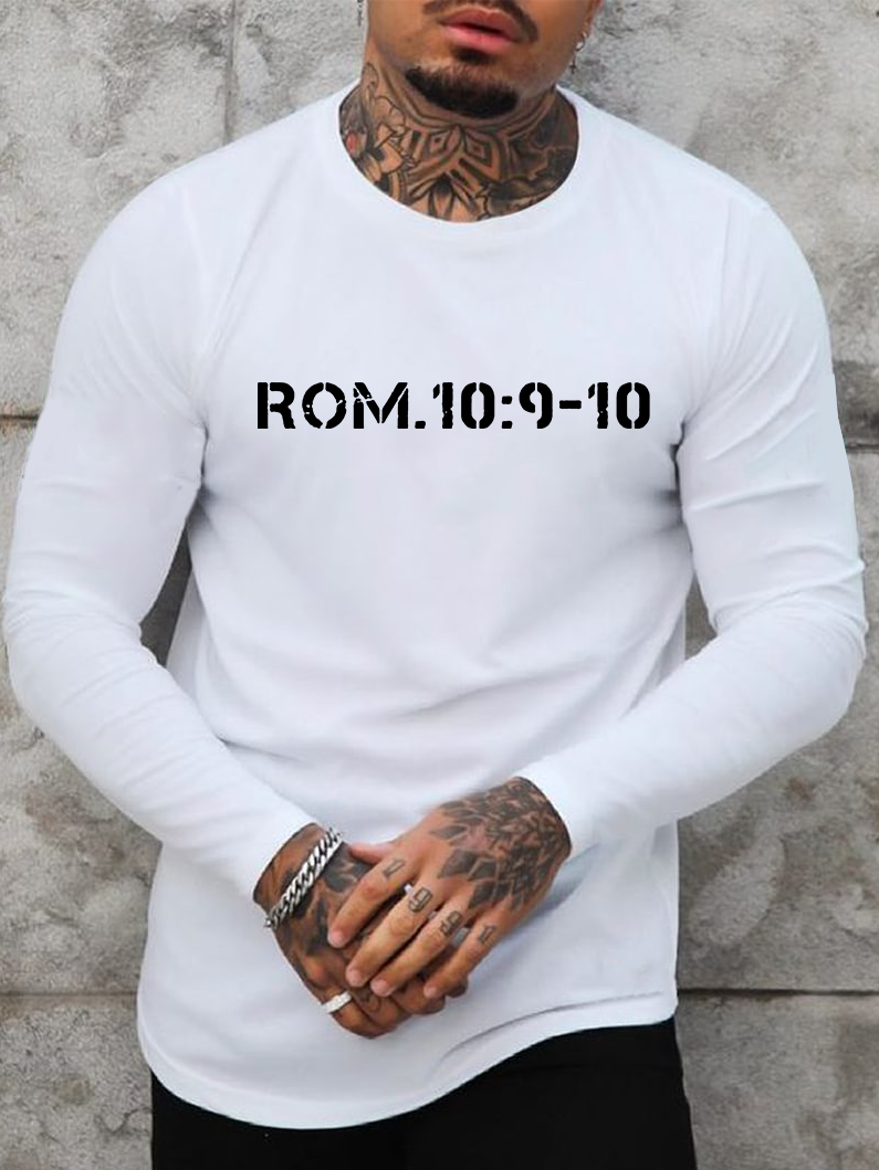 Romans 10:9-10 Jesus God  Christian Cotton Long Sleeve T-Shirt