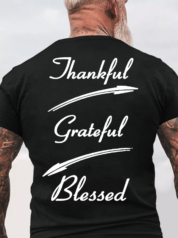 Thankful Grateful Blessed Jesus God Christian Cotton T-Shirt