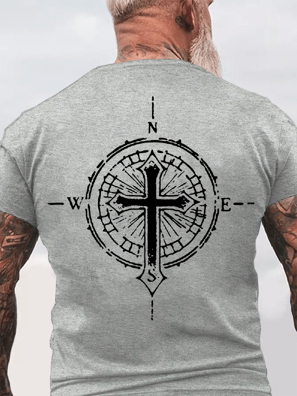Cross Compass Jesus God Christian Cotton T-Shirt