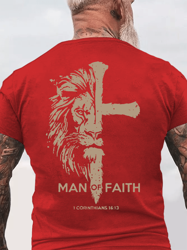 Man of Faith Jesus God Christian Cotton T-Shirt