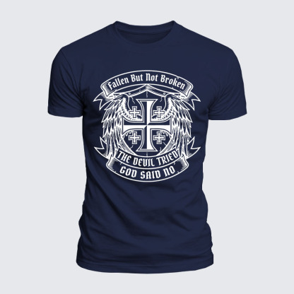 Luxe Mercerized Cotton Tee - Fallen But Not Broken The Devil Tried God Said No