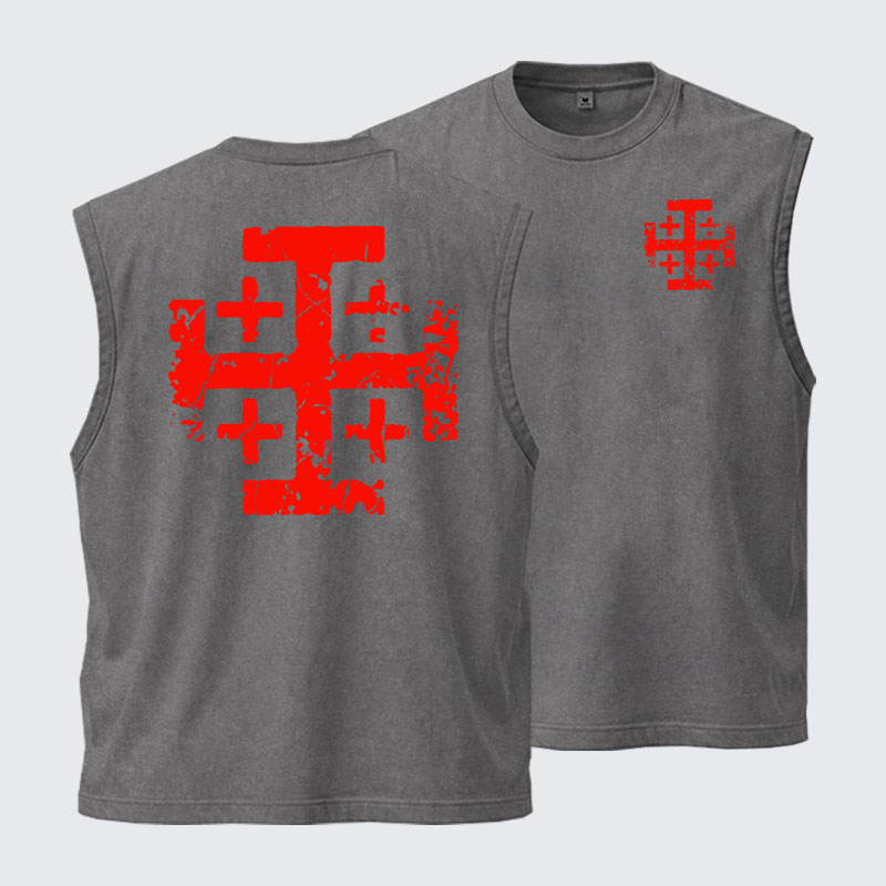 Washed Tank Top - Knights Templar Jerusalem Cross