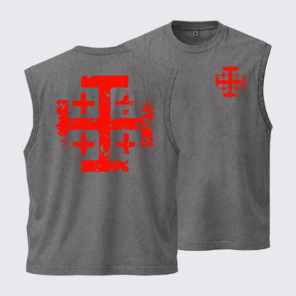 Washed Tank Top - Knights Templar Jerusalem Cross