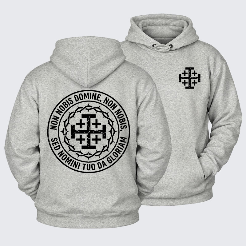 Plush Fleece-Lined Hoodie - Non Nobis Domine, Non Nobis, Sed Nomini Tuo Da Gloriam