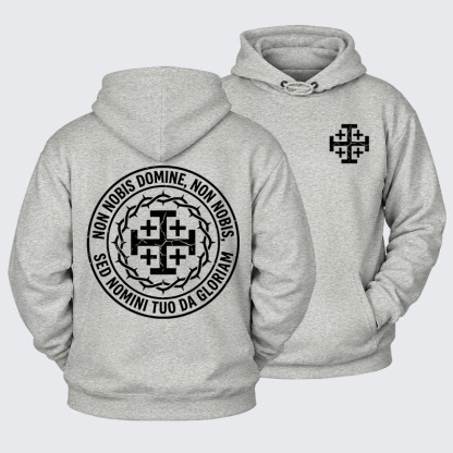 Plush Fleece-Lined Hoodie - Non Nobis Domine, Non Nobis, Sed Nomini Tuo Da Gloriam