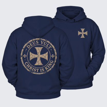 Plush Fleece-Lined Hoodie - Deus Vult Christ Is King