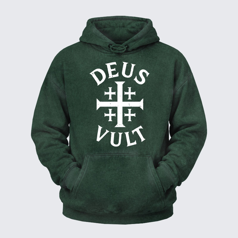 Washed Hoodie - Deus Vult