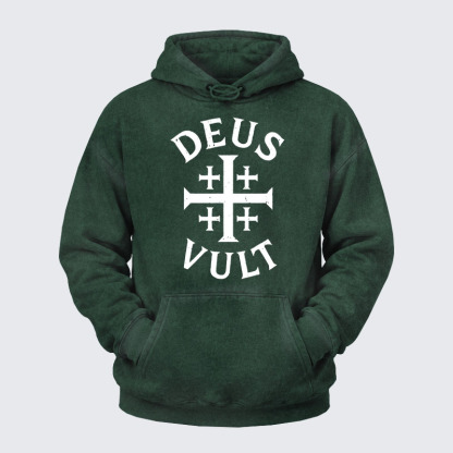 Washed Hoodie - Deus Vult