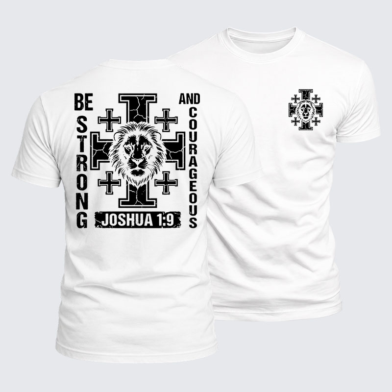 Luxe Mercerized Cotton Tee - Be Strong And Courageous Lion Joshua 1:9