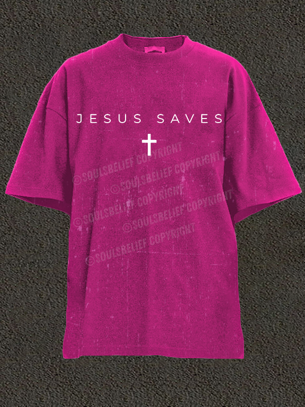 Jesus Saves Christian Washed T-Shirt