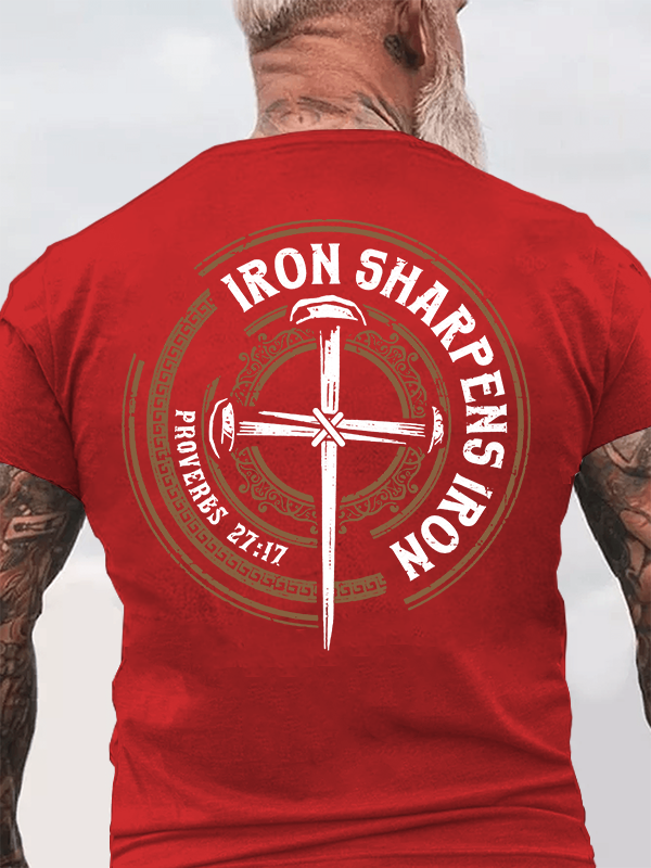 Iron Sharpens Iron - Proverbs 27:17 Jesus God Christian Cotton T-Shirt