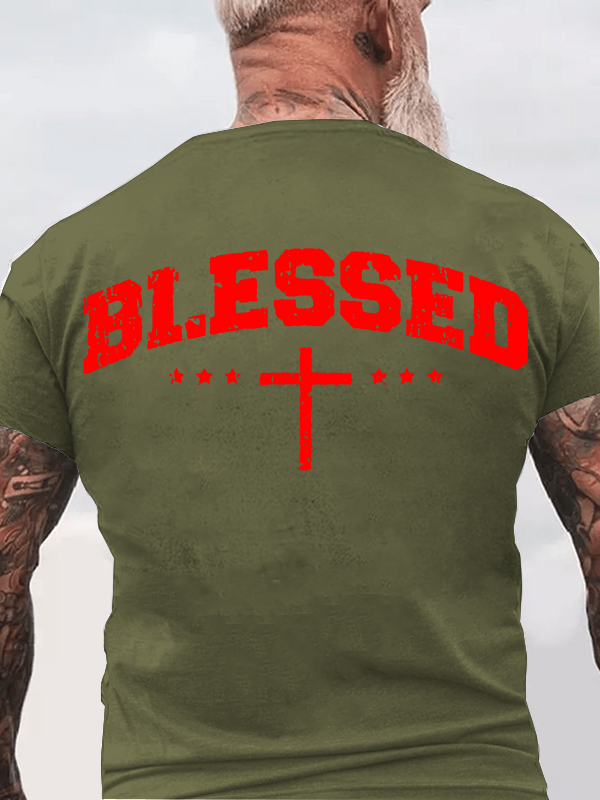 Blessed Cross  Jesus God Christian Cotton T-Shirt