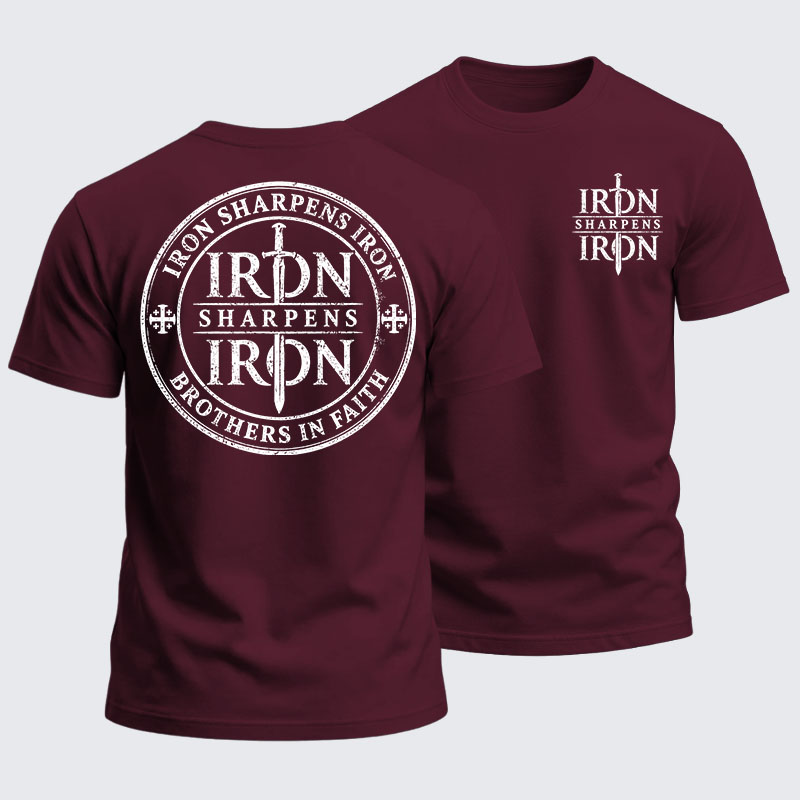 Heavyweight Cotton Tee - Iron Sharpens Iron Brothers In Faith