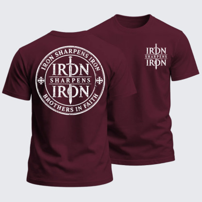 Heavyweight Cotton Tee - Iron Sharpens Iron Brothers In Faith