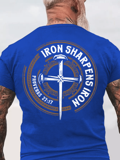 Iron Sharpens Iron - Proverbs 27:17 Jesus God Christian Cotton T-Shirt